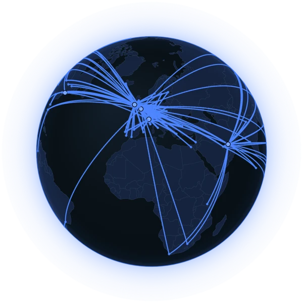 A 3D globe of every route flown, centred on Europe